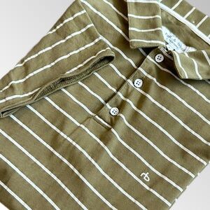 Rag & Bone‎ Polo Men’s Large Army Green & Cream Stripe Principal Jersey Polo